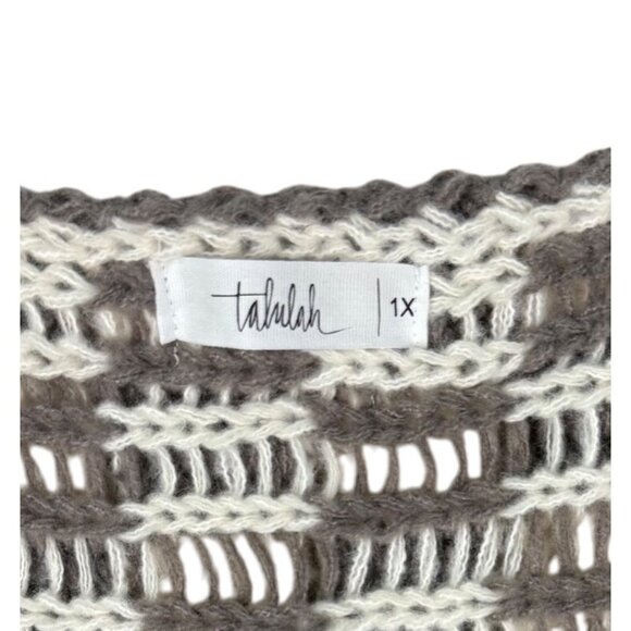 1X Talulah Check Cardigan Sweater Oversize Balloon Sleeve Taupe Cream Boutique - Picture 5 of 9